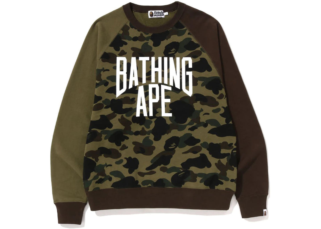 BAPE 1st Camo Crazy NYC Logo Relaxed Fit Crewneck Green
