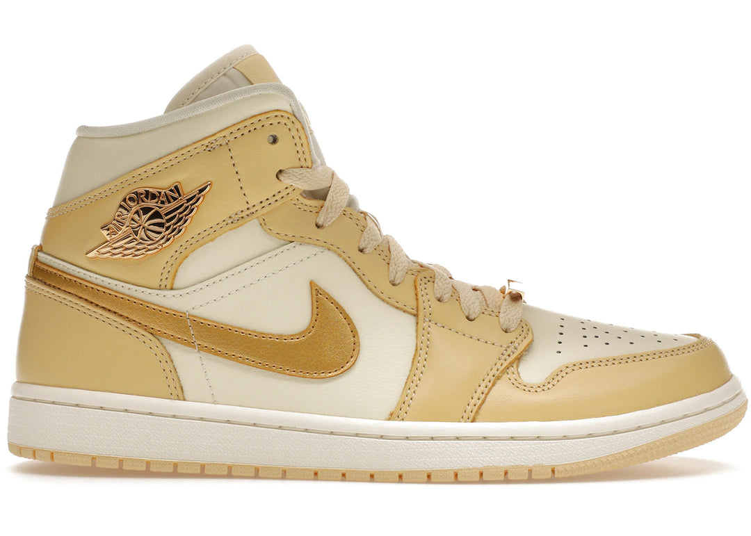 Jordan 1 Mid SE Pale Vanilla Metallic Gold (Women&