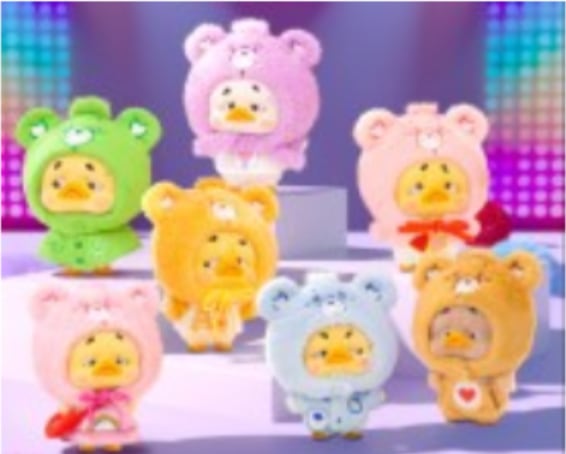 Upsetduck x Carebears Neon Sweetheart Duck Plush Keychain Blind Box (Set of 6)