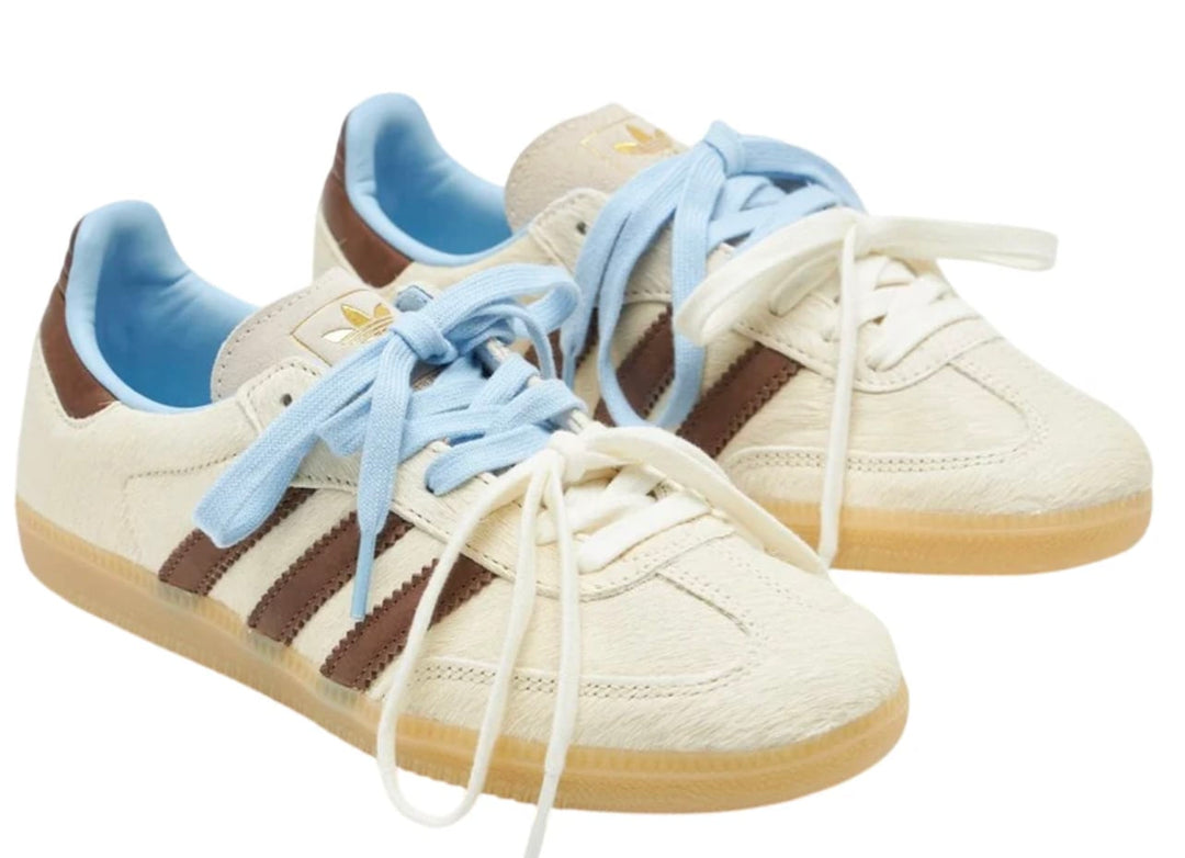 Adidas Samba OG Cream Dark Brown Blue Pony Hair Wmns