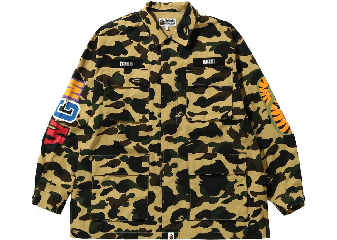 BAPE 1st Camo Shark Relaxed Fit Military Shirt Yellow