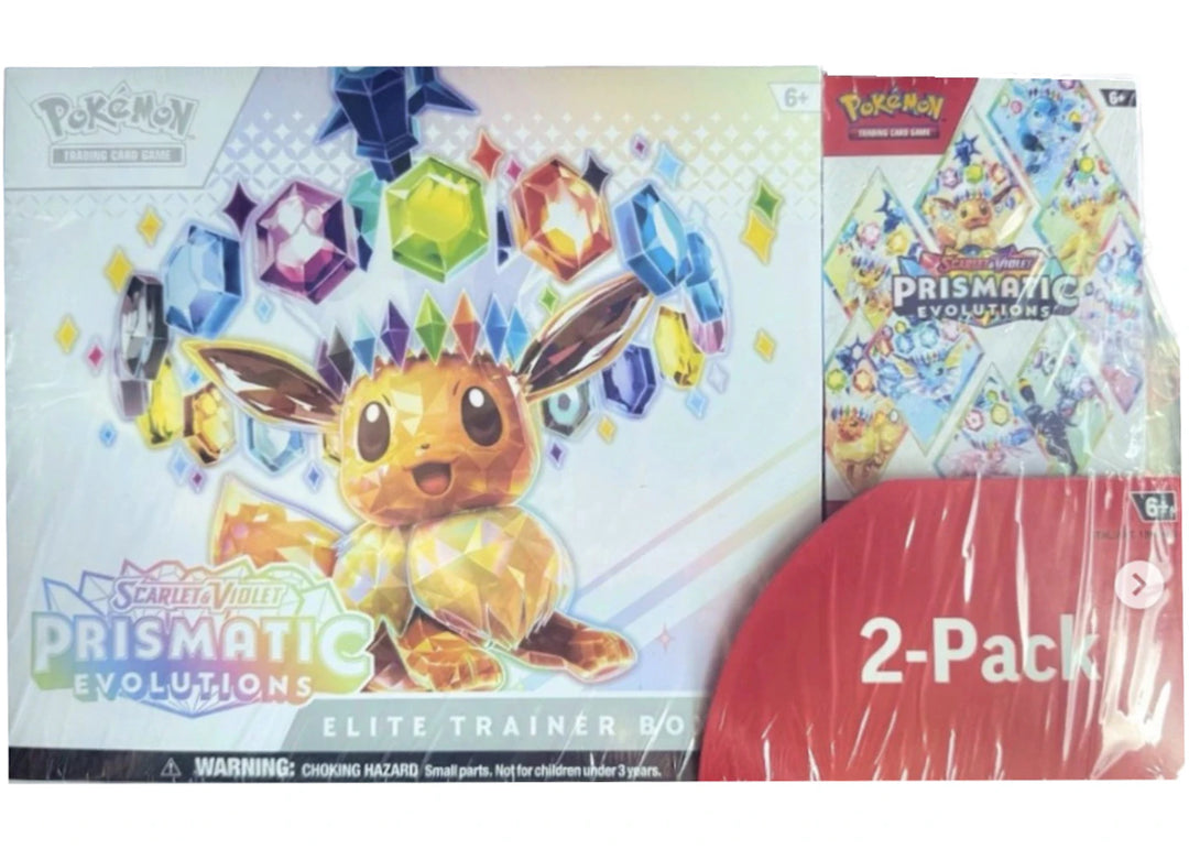 2025 Pokémon Scarlet &amp; Violet Pristmatic Evolutions Elite Trainer Box + Booster Costco Bundle