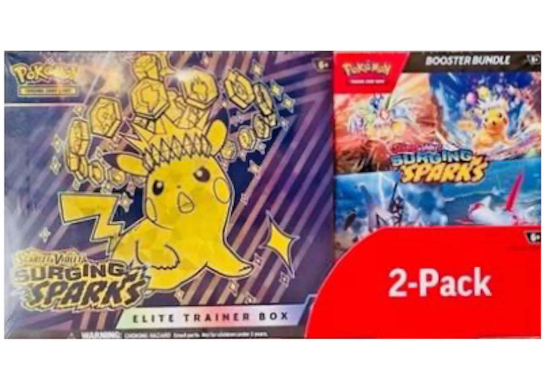 2025 Pokémon Scarlet &amp; Violet Surging Sparks Elite Trainer Box &amp; Booster Bundle Costco 2-Pack