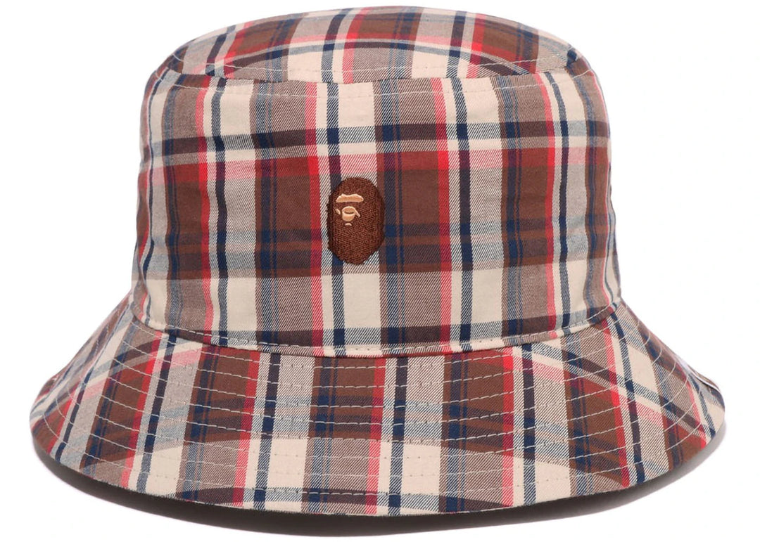 BAPE Mini Bape Check Bucket Hat Red