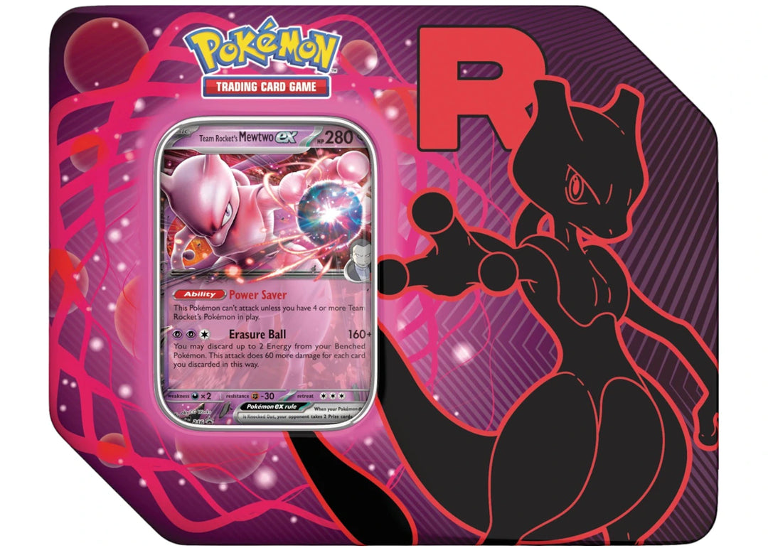 2025 Pokémon Team Rocket Mewtwo Ex Tin Case (US)