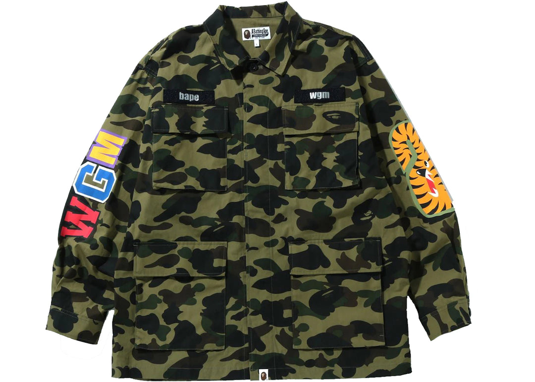BAPE 1st Camo Shark Relaxed Fit Military Shirt Green