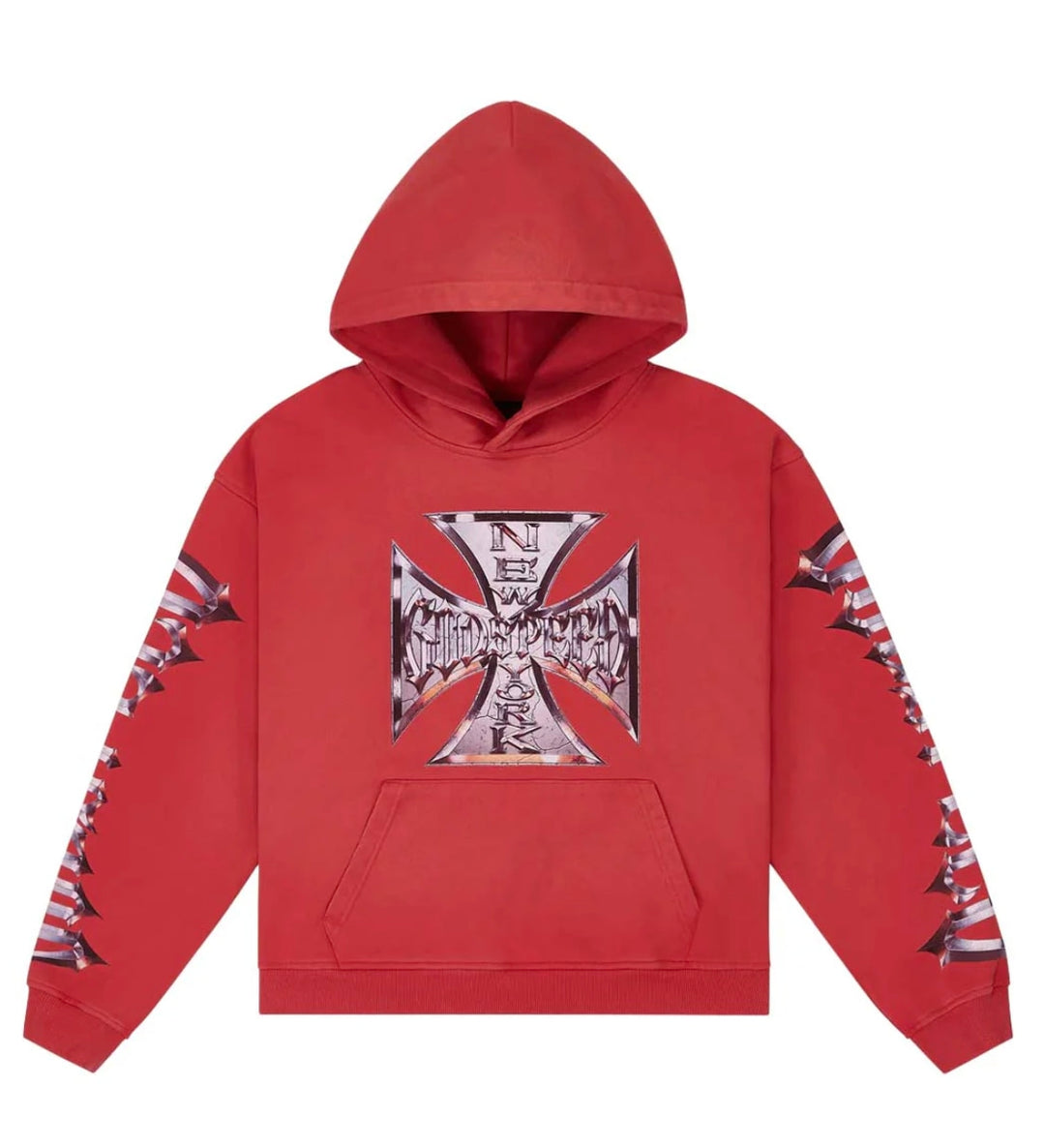 Godspeed Chrome Motto Hoodie Red Wash