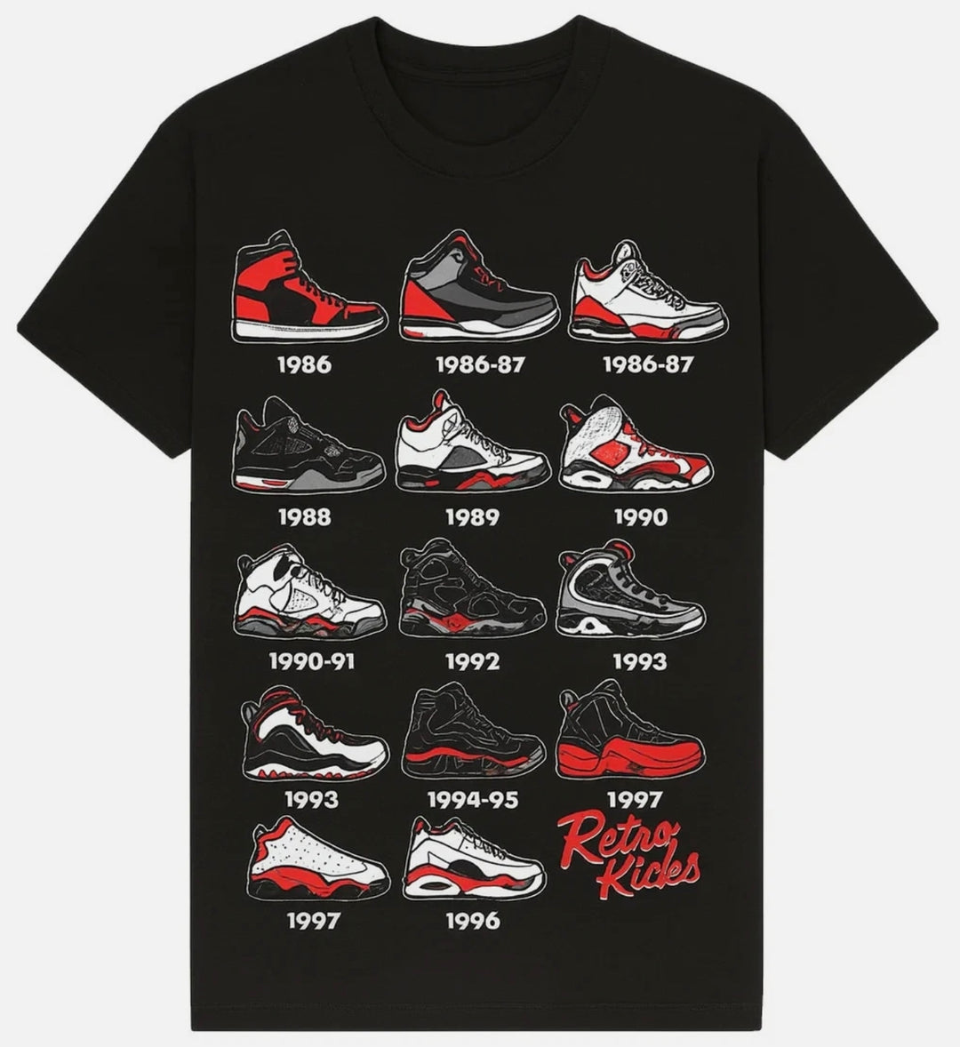 Authentic Classics Jordan Retro Kicks Sneakers T-Shirt Black