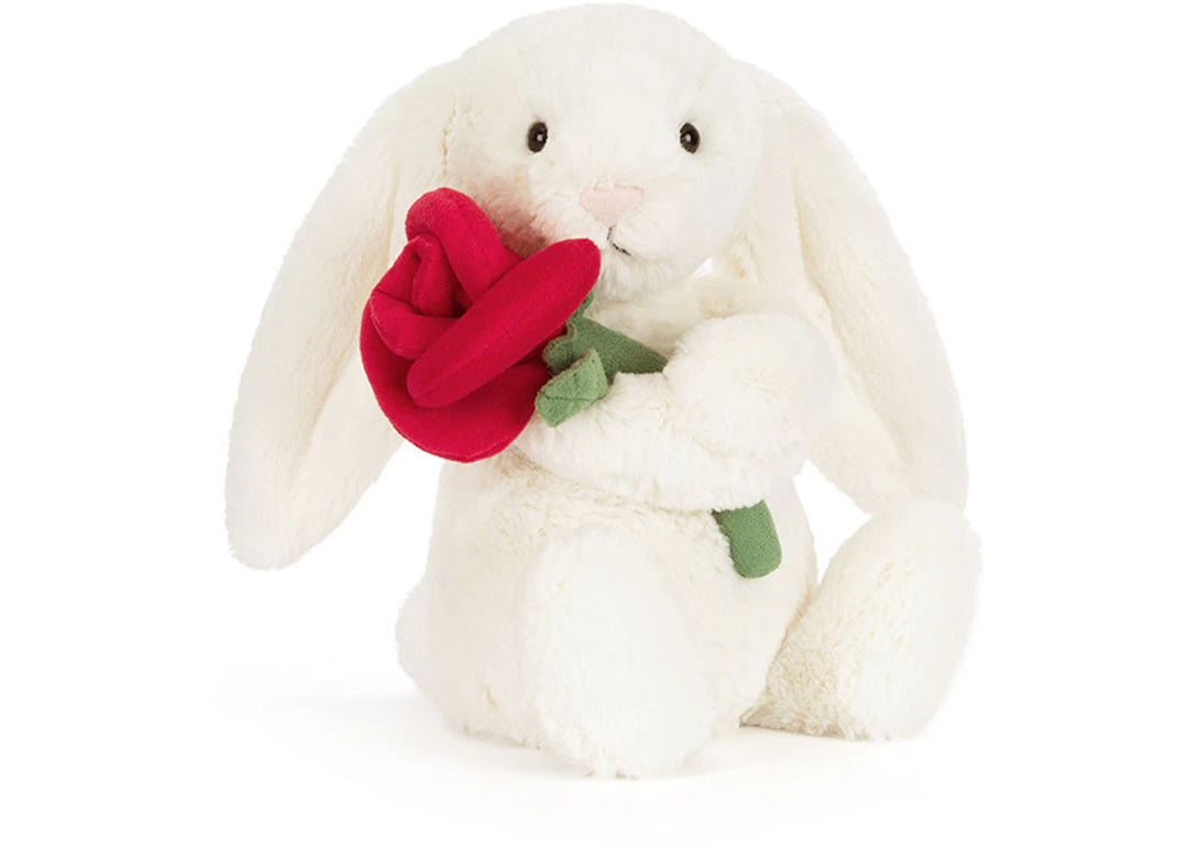 Jellycat Cream Bunny with Rose Plush