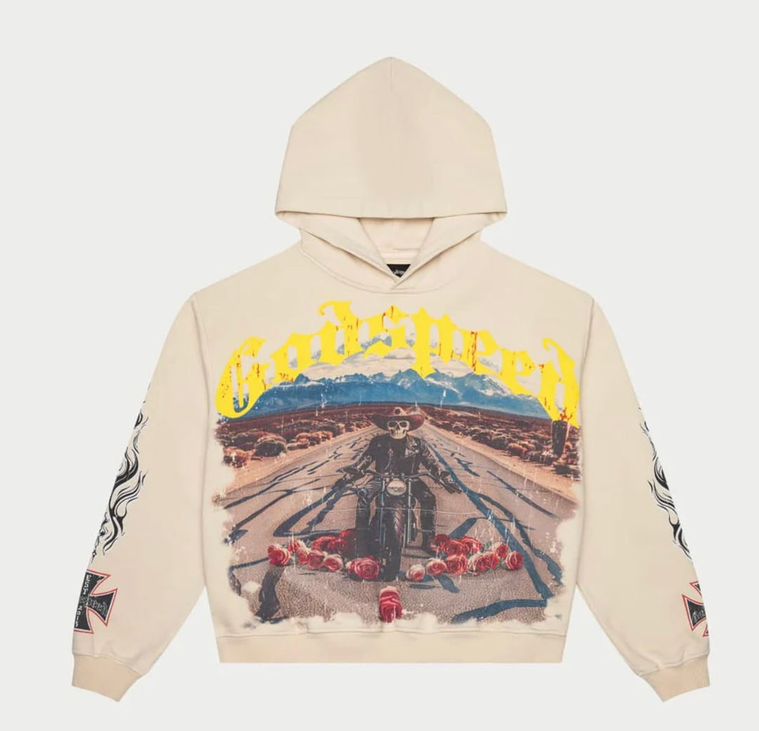 Godspeed long lonely Road Hoodie Bone