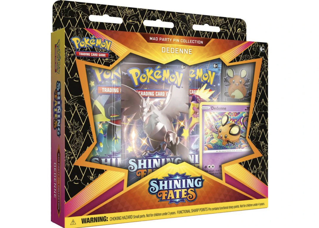 Pokémon TCG Sword &amp; Shield Shining Fates Mad Party Pin Collection Dedenne