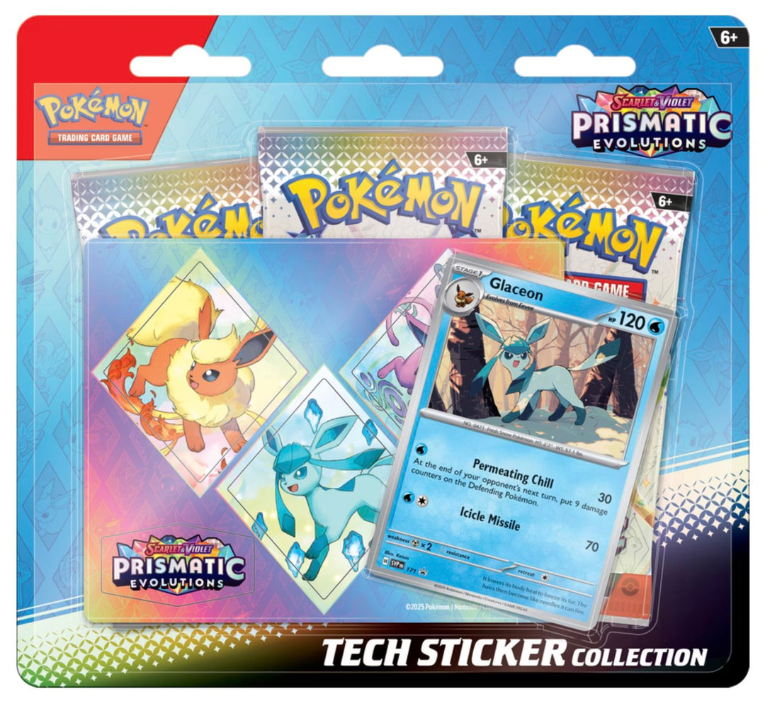 Pokèmon Scarlet &amp; Violet Prismatic Evolutions Glaceon Tech Sticker Collection