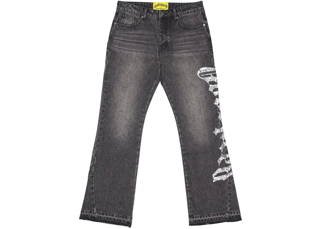 Godspeed OG Logo Flared Denim Pant Grey